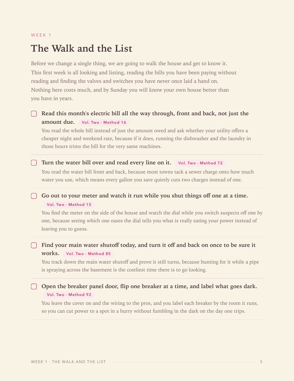 A weekly page from Volume III: The 90-Day Plan